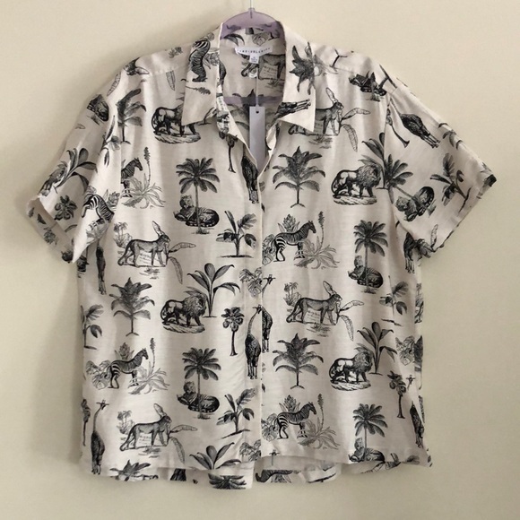 Jane and Delancey Tops - Jane & Delancey Women’s Tropical Safari Print Shirt Blouse Top